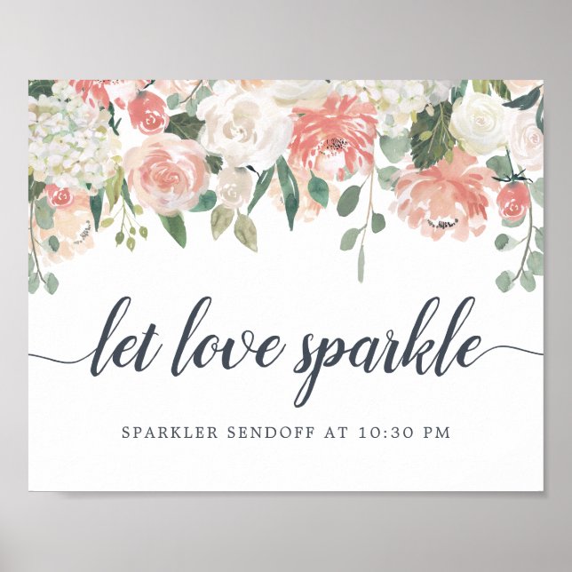 Midsummer Floral Wedding Sparkler Sendoff Sign (Front)