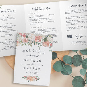 Midsummer Floral Wedding Welcome Letter Itinerary Tri-Fold Programme