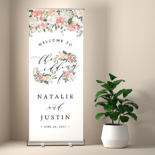 Midsummer Floral Wedding Welcome Retractable Banner
