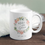 Midsummer Floral Wreath Mother of the Groom Coffee Mug<br><div class="desc">A sweet and elegant gift for the mother of the groom,  mug features a watercolor wreath of peachy pink peonies and botanical foliage with "mother of the groom" inscribed inside in hand lettered script. Personalise with your wedding date beneath. Designed to match our Midsummer floral collection.</div>