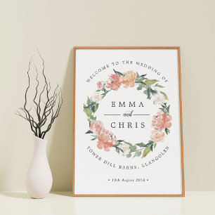 Midsummer Floral Wreath Wedding Welcome Poster
