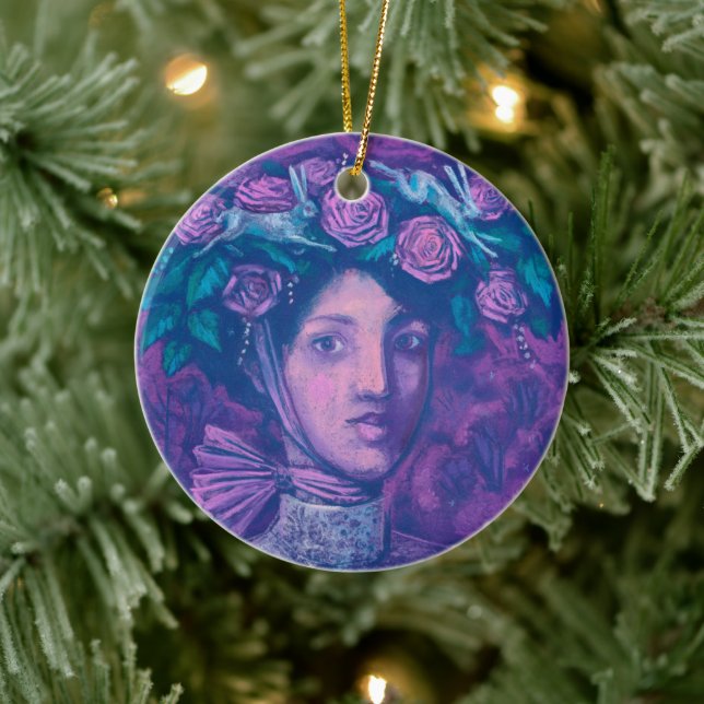 Midsummer Hat, Summer Fantasy Surreal Portrait Art Ceramic Tree Decoration (Tree)