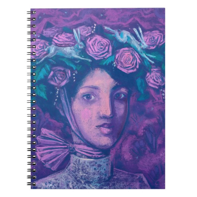 Midsummer Hat, Summer Fantasy Surreal Portrait Art Notebook (Front)