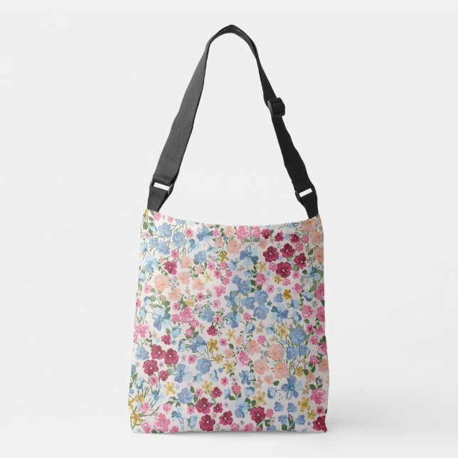Midsummer meadow, blooming plant pattern. crossbody bag (Front)