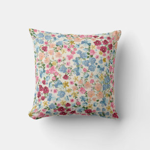 Midsummer meadow, blooming plant pattern. cushion