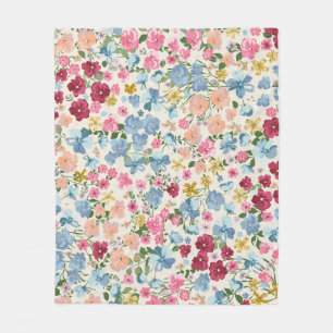 Midsummer meadow, blooming plant pattern. fleece blanket