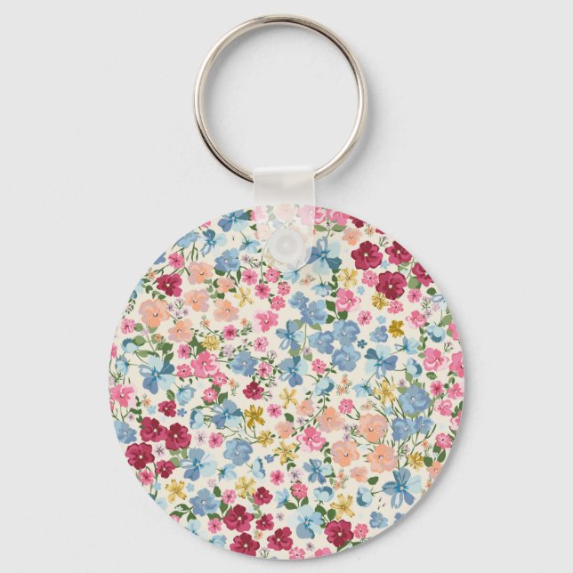 Midsummer meadow, blooming plant pattern. key ring (Front)