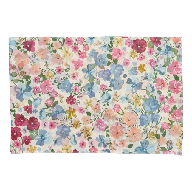 Midsummer meadow, blooming plant pattern. pillowcase (Front)