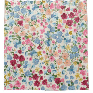 Midsummer meadow, blooming plant pattern. shower curtain