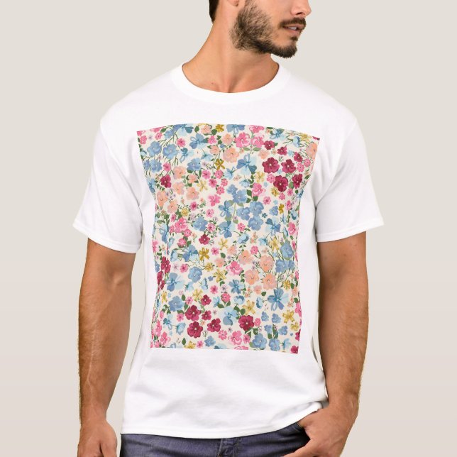 Midsummer meadow, blooming plant pattern. T-Shirt (Front)