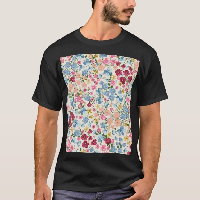 Midsummer meadow, blooming plant pattern. T-Shirt (Front)