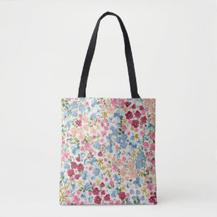 Midsummer meadow, blooming plant pattern. tote bag
