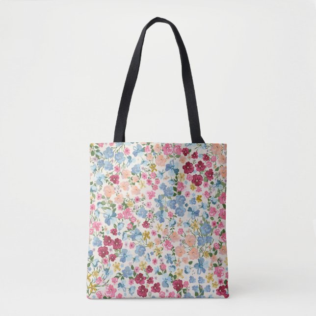 Midsummer meadow, blooming plant pattern. tote bag (Front)