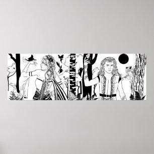 Midsummer Night's Dream B&W 36" x 12" Poster