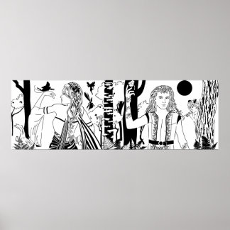 Midsummer Night's Dream B&W 36" x 12" Poster