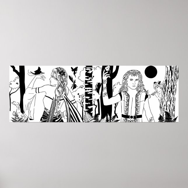 Midsummer Night's Dream B&W 36" x 12" Poster (Front)