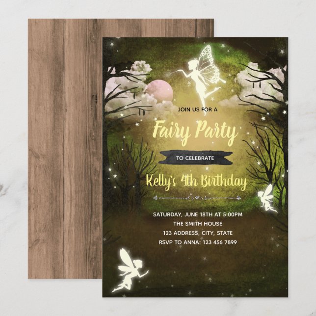 Midsummer Nights Dream party invitation (Front/Back)