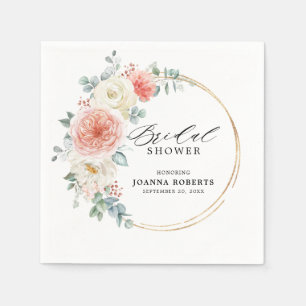Midsummer Peach Pastel Pink Floral Bridal Shower Napkin