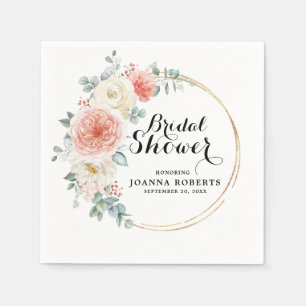 Midsummer Peach Pastel Pink Floral Bridal Shower Napkin