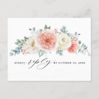 Midsummer Peach Pastel Pink Floral Wedding RSVP