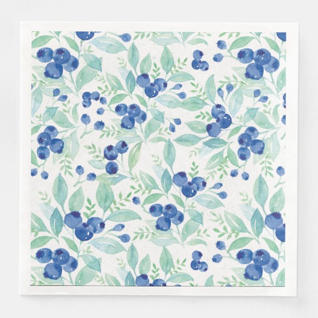 Midsummer Rustic Blueberry Berry Summer  Pattern Napkin (Front)