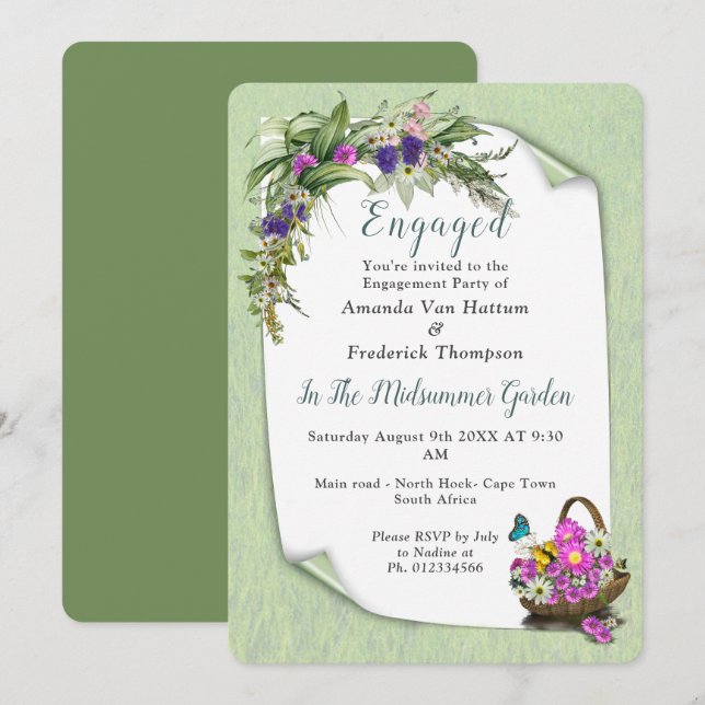 Midsummer Spring Flowers Invitation (Front/Back)