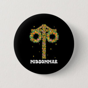 Midsummer Summer Solstice Maypole Midsommar Sweden 6 Cm Round Badge