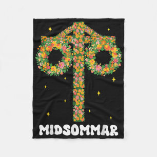 Midsummer Summer Solstice Maypole Midsommar Sweden Fleece Blanket