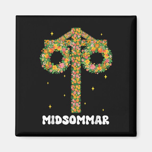 Midsummer Summer Solstice Maypole Midsommar Sweden Magnet (Front)