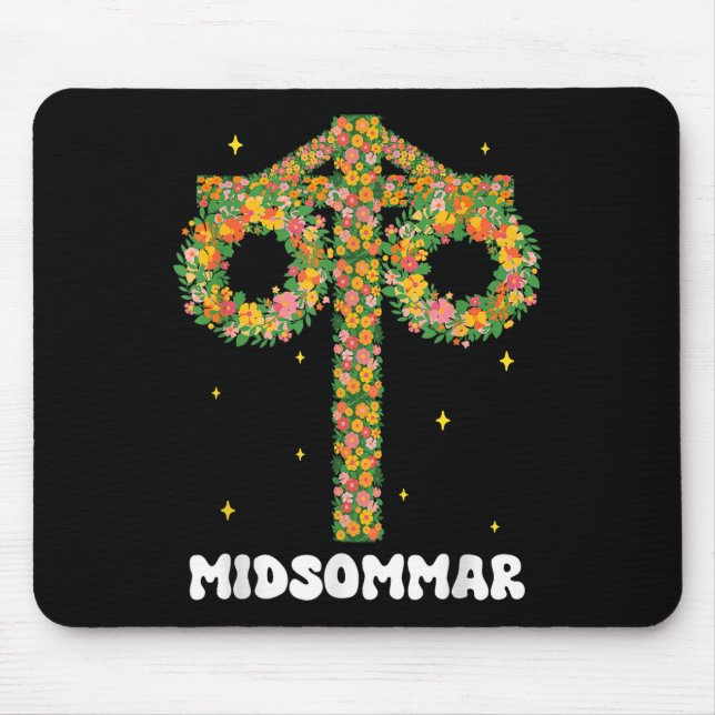 Midsummer Summer Solstice Maypole Midsommar Sweden Mouse Mat (Front)