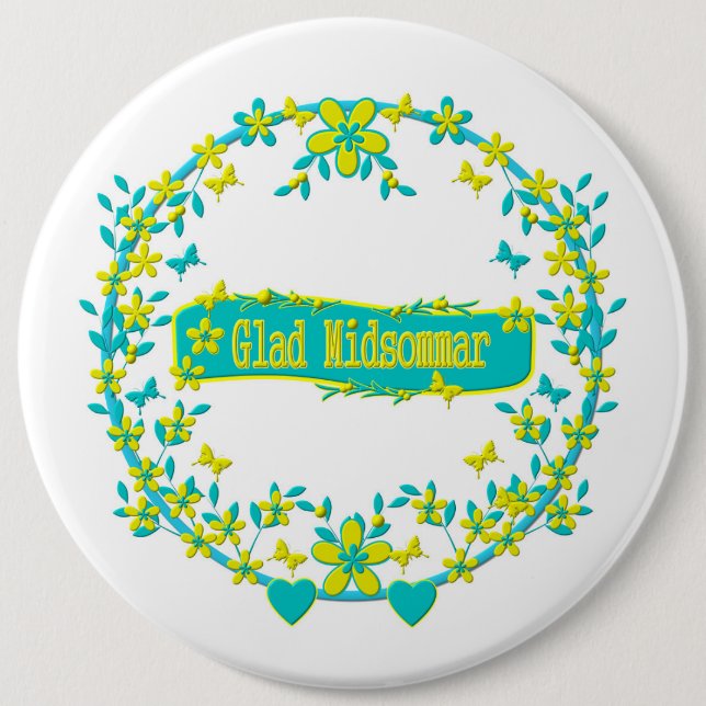 Midsummer symbol sweden 6 cm round badge (Front)
