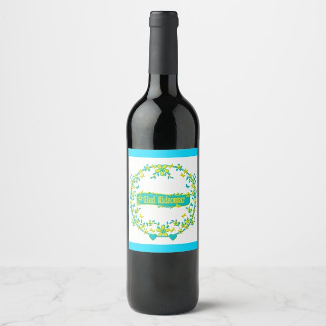 Midsummer symbol sweden Glad midsommar. Wine Label (Front)