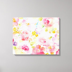 Midsummer   Watercolor Pink Floral Canvas Print