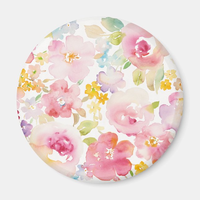 Midsummer | Watercolor Pink Floral Magnet (Front)