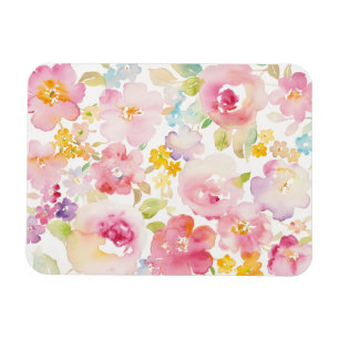 Midsummer   Watercolor Pink Floral Magnet