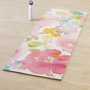 Midsummer   Watercolor Pink Floral Yoga Mat