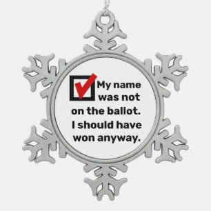 Midterm Election Humour 2022 Snowflake Pewter Christmas Ornament