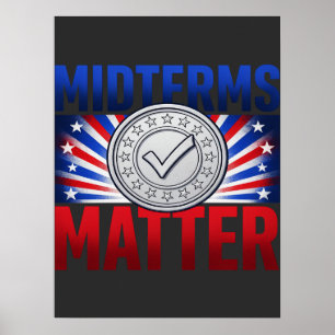 Midterms Matter Red Blue Checkmark Voting Poster