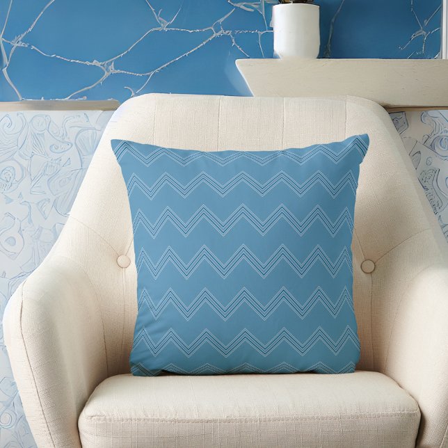Midtone Blue Chevron Pattern Pillow (Creator Uploaded)