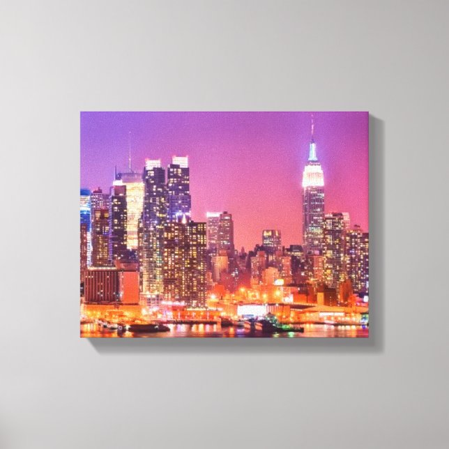 Midtown Manhattan at night with Empire Stae Canvas Print (Front)