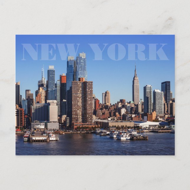 Midtown Manhattan cityscape from Hudson River Postcard (Front)