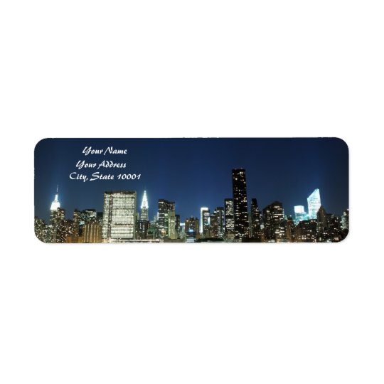 Midtown Manhattan skyline at Night Lights, NYC Return Address Label