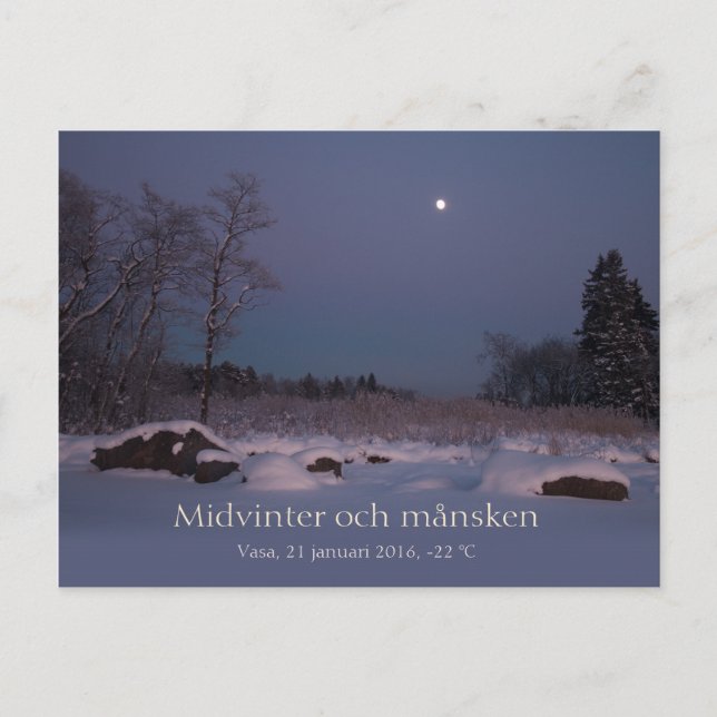 Midvinter och månsken Vasa Vaasa Finland CC0827 Postcard (Front)