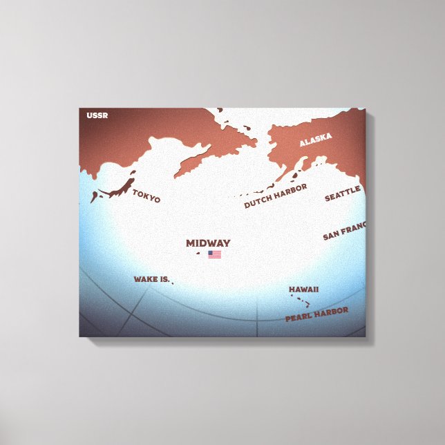 Midway Island vintage style WW2 map Canvas Print (Front)