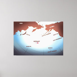 Midway Island vintage style WW2 map Canvas Print