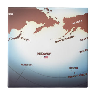 Midway Island vintage style WW2 map Tile