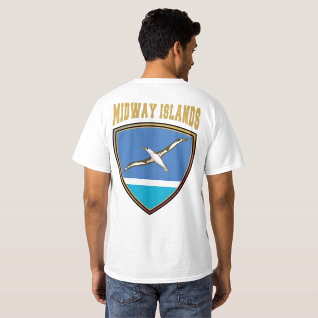 Midway Islands Flag Shield T-Shirt (Back Full)