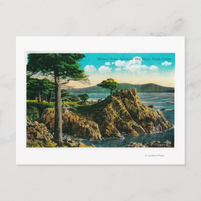 Midway Point on Seventeen Mile Drive Postcard (Front)