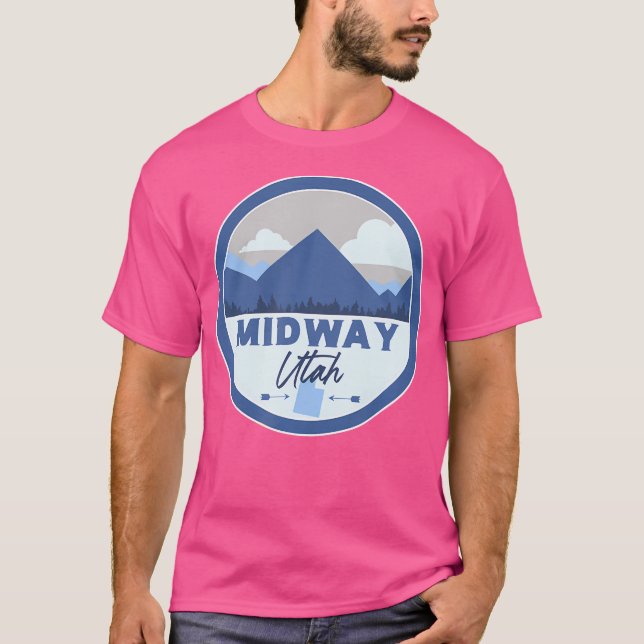 Midway Utah Ut Mountains Badge Hiking Souvenir T-Shirt (Front)