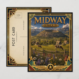 Midway Utah Vintage Art Deco Golden Age Postcard